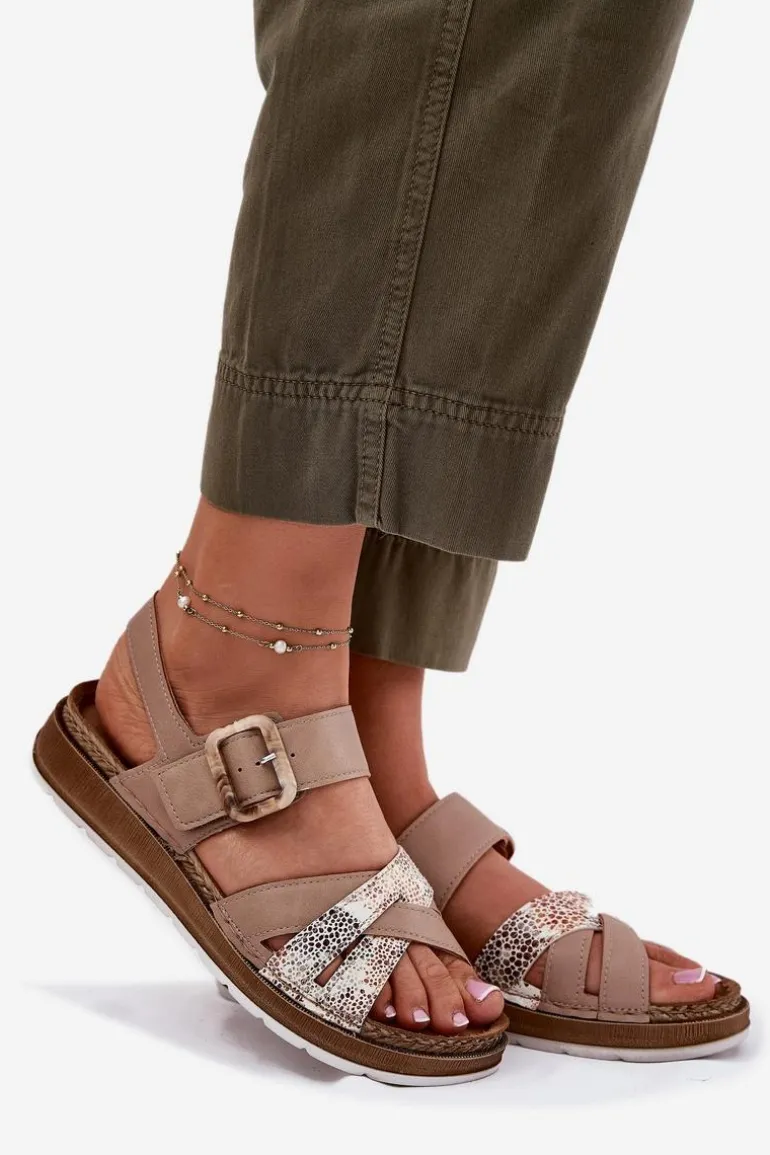 Sandały Damskie Z Klamrą Inblu GS000056 Beżowe