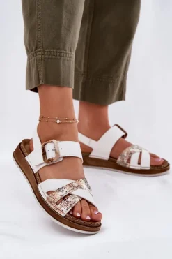 Sandały Damskie Z Klamrą Inblu GS000056 Białe