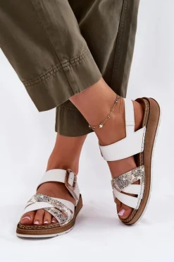 Sandały Damskie Z Klamrą Inblu GS000056 Białe