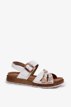 Sandały Damskie Z Klamrą Inblu GS000056 Białe