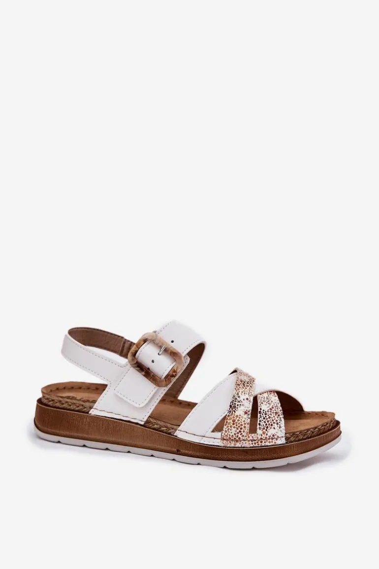 Sandały Damskie Z Klamrą Inblu GS000056 Białe