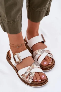 Sandały Damskie Z Klamrą Inblu GS000056 Białe