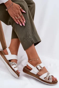 Sandały Damskie Z Klamrą Inblu GS000056 Białe