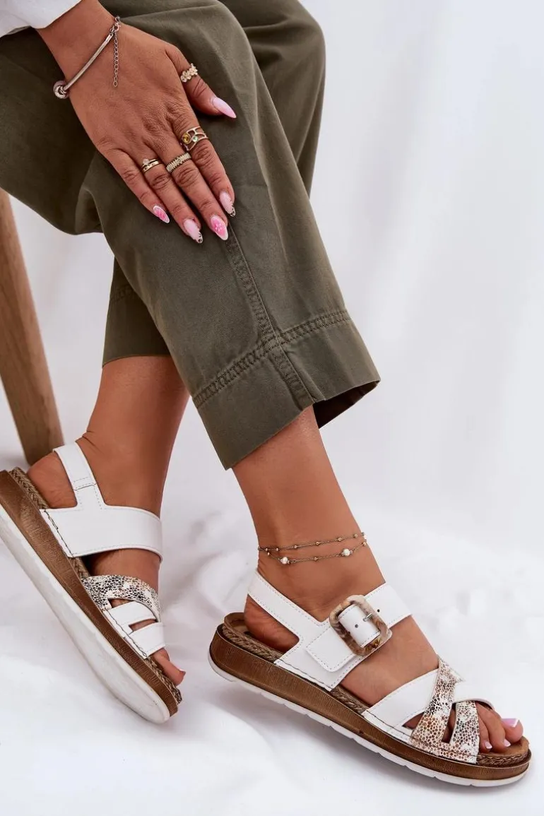 Sandały Damskie Z Klamrą Inblu GS000056 Białe