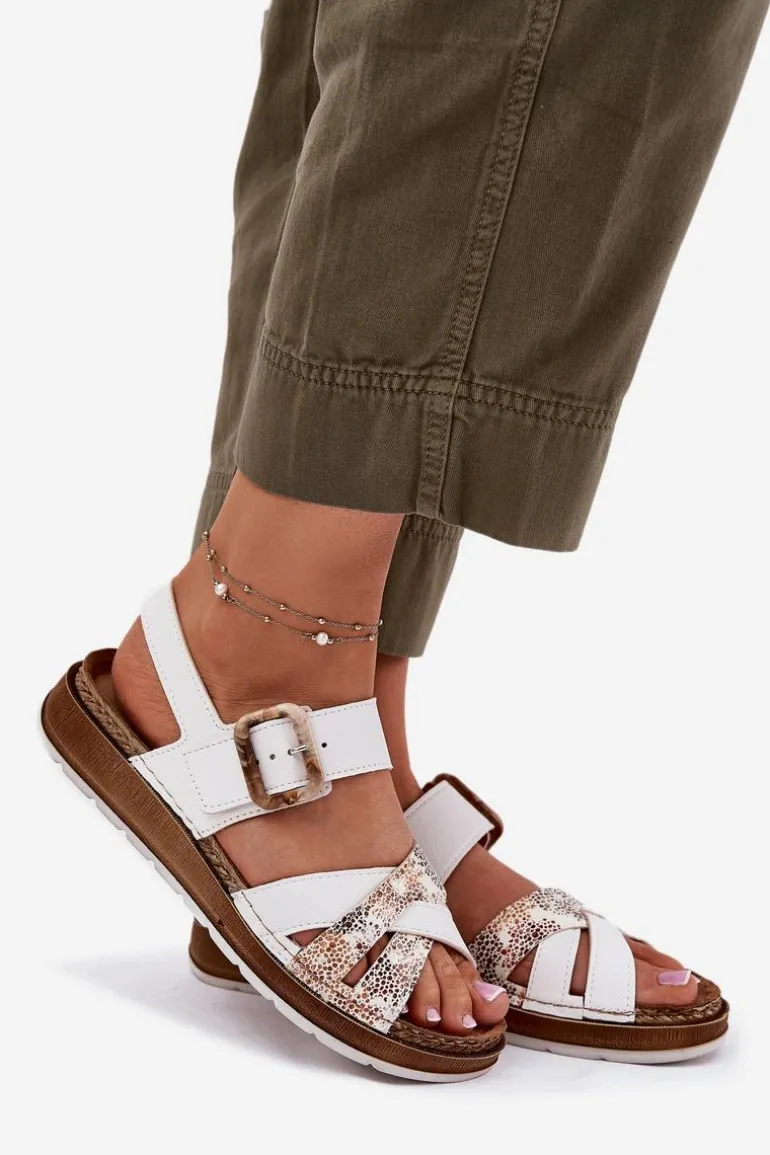 Sandały Damskie Z Klamrą Inblu GS000056 Białe