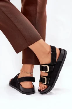 Sandały Damskie Z Klamrami Czarne Seladith