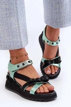 Sandały Damskie Z Kokardką D&A CR956 Zielone