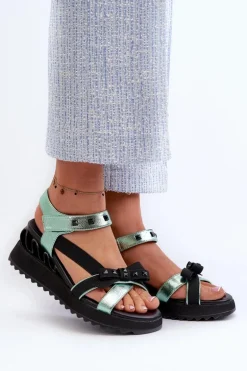 Sandały Damskie Z Kokardką D&A CR956 Zielone