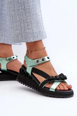 Sandały Damskie Z Kokardką D&A CR956 Zielone