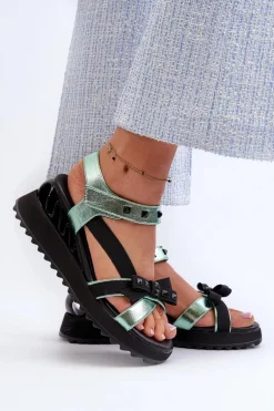 Sandały Damskie Z Kokardką D&A CR956 Zielone