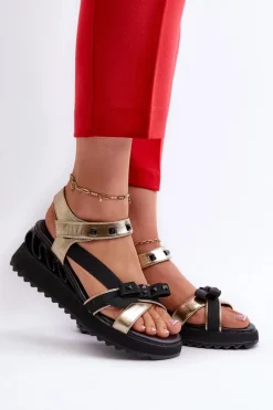 Sandały Damskie Z Kokardką D&A CR956 Złote