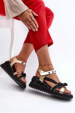 Sandały Damskie Z Kokardką D&A CR956 Złote