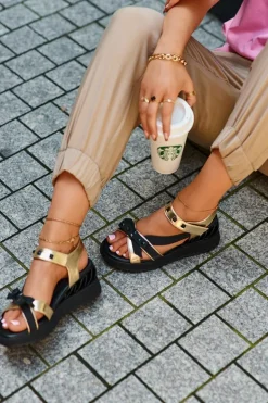 Sandały Damskie Z Kokardką D&A CR956 Złote