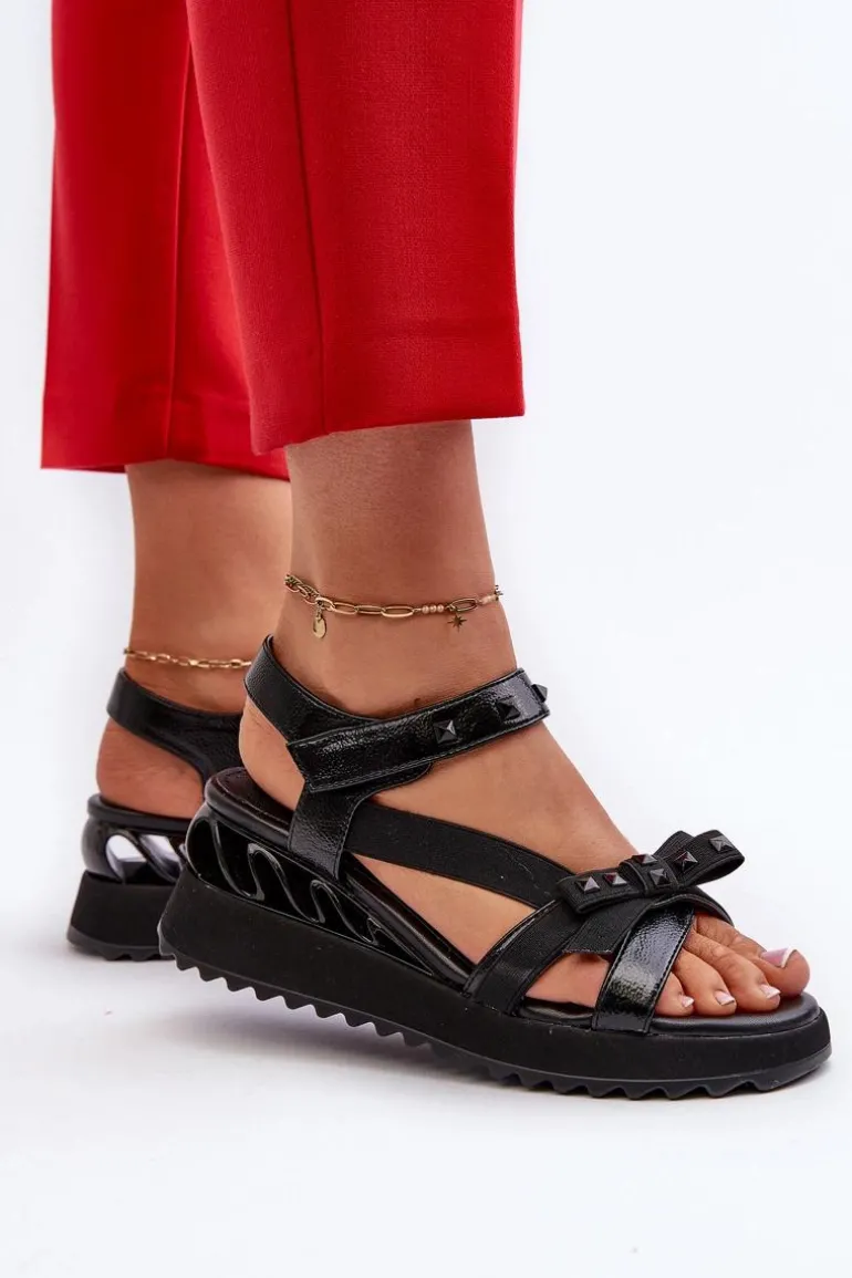 Sandały Damskie Z Kokardką D&A CR956 Czarne