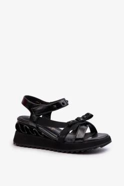 Sandały Damskie Z Kokardką D&A CR956 Czarne