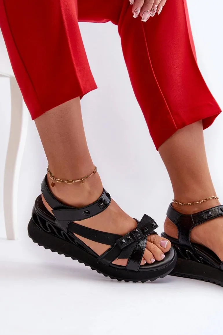 Sandały Damskie Z Kokardką D&A CR956 Czarne