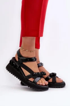 Sandały Damskie Z Kokardką D&A CR956 Czarne