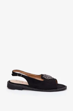 Sandały Damskie Z Ozdobnym Sercem S.Barski KV27-018 Czarne