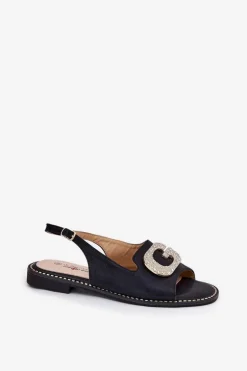 Sandały Damskie Z Ozdobnym Detalem S.Barski KV51-081 Czarne