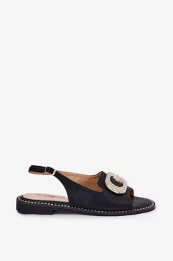 Sandały Damskie Z Ozdobnym Detalem S.Barski KV51-081 Czarne