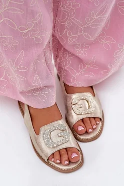 Sandały Damskie Z Ozdobnym Detalem S.Barski KV51-081 Złote