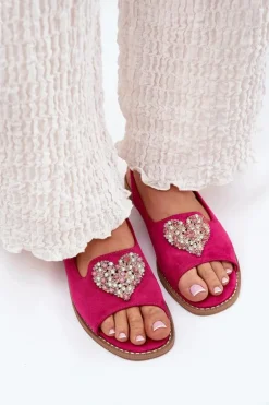 Sandały Damskie Z Ozdobnym Sercem S.Barski KV27-018 Fuksja