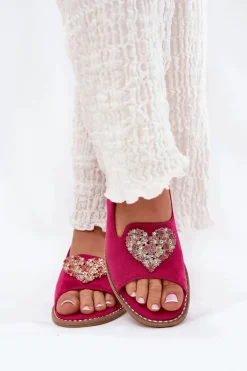 Sandały Damskie Z Ozdobnym Sercem S.Barski KV27-018 Fuksja