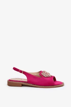 Sandały Damskie Z Ozdobnym Sercem S.Barski KV27-018 Fuksja