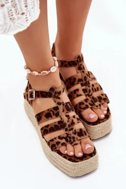 Sandały Damskie Z Paskami I Plecionką Panterka Pardauss
