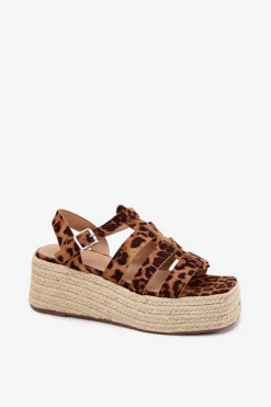 Sandały Damskie Z Paskami I Plecionką Panterka Pardauss