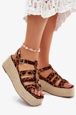 Sandały Damskie Z Paskami I Plecionką Panterka Pardauss
