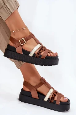 Sandały Damskie Z Paskami Na Platformie Camel Gallari