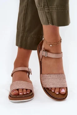 Sandały Damskie Z Plecionką Na Pasku Inblu GS000050 Różowe