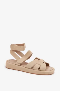 Sandały Damskie Z Rzepami Beżowe Uvissa