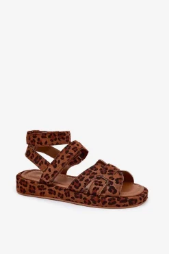 Sandały Damskie Z Rzepami Panterka Uvissa