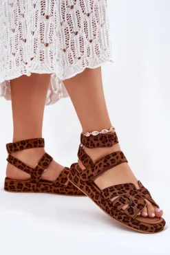 Sandały Damskie Z Rzepami Panterka Uvissa