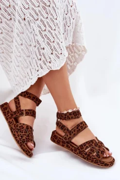 Sandały Damskie Z Rzepami Panterka Uvissa