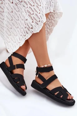 Sandały Damskie Z Rzepami Czarne Uvissa