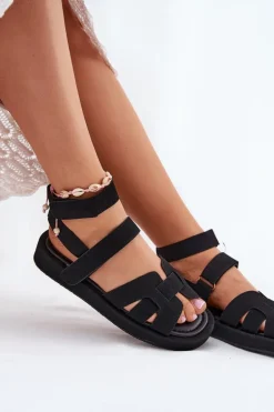Sandały Damskie Z Rzepami Czarne Uvissa