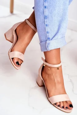 Sandały Damskie Zamszowe Beżowe Oh Baby!