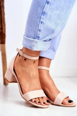 Sandały Damskie Zamszowe Beżowe Oh Baby!