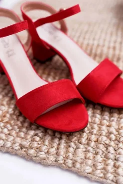 Sandały Damskie Zamszowe Czerwone Galisa