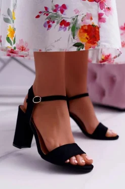 Sandały Damskie Zamszowe Czarne Baloo