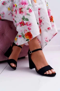 Sandały Damskie Zamszowe Czarne Baloo