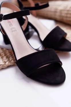 Sandały Damskie Zamszowe Czarne Galisa