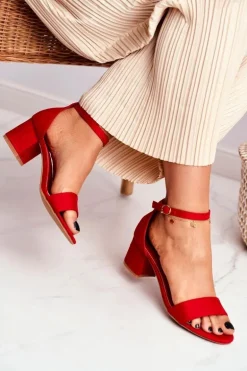 Sandały Damskie Zamszowe Czerwone Oh Baby!