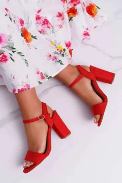 Sandały Damskie Zamszowe Czerwone Baloo