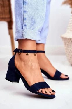 Sandały Damskie Zamszowe Granatowe Oh Baby!