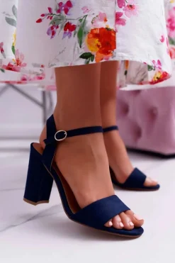 Sandały Damskie Zamszowe Granatowe Baloo