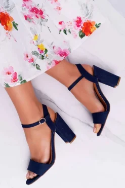 Sandały Damskie Zamszowe Granatowe Baloo